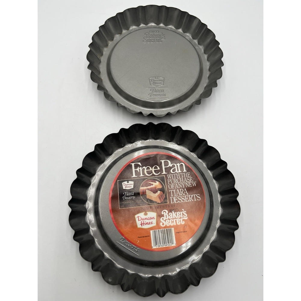 Lot 2 EKCO Baker's Secret 10" Fluted Tart Quiche Pans Duncan Hines NOS